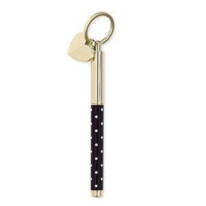 Kate Spade New York Black Metal Ink Pen Key Fob, Black Ink Ballpoint Keychain Pe